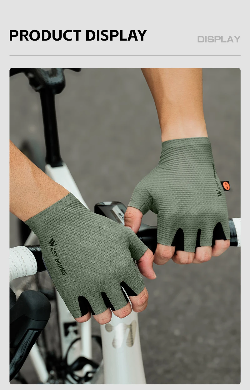 WEST BIKING Fahrradhandschuhe ELASTIC INTERFACE TEAM PALM 80 KG/m³ Polsterung Radfahrhandschuhe Unisex Rutschfeste Halbfinger-Fahrradhandschuhe – Detail 14