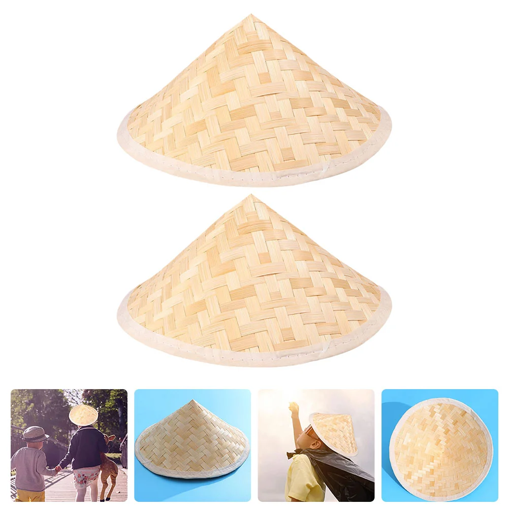 

Детская шляпа Coolie, 2 шт., стандартная Восточная конусная шляпа для рыбалки в саду, рисовая шляпа, реквизит для фото, настенная подвеска