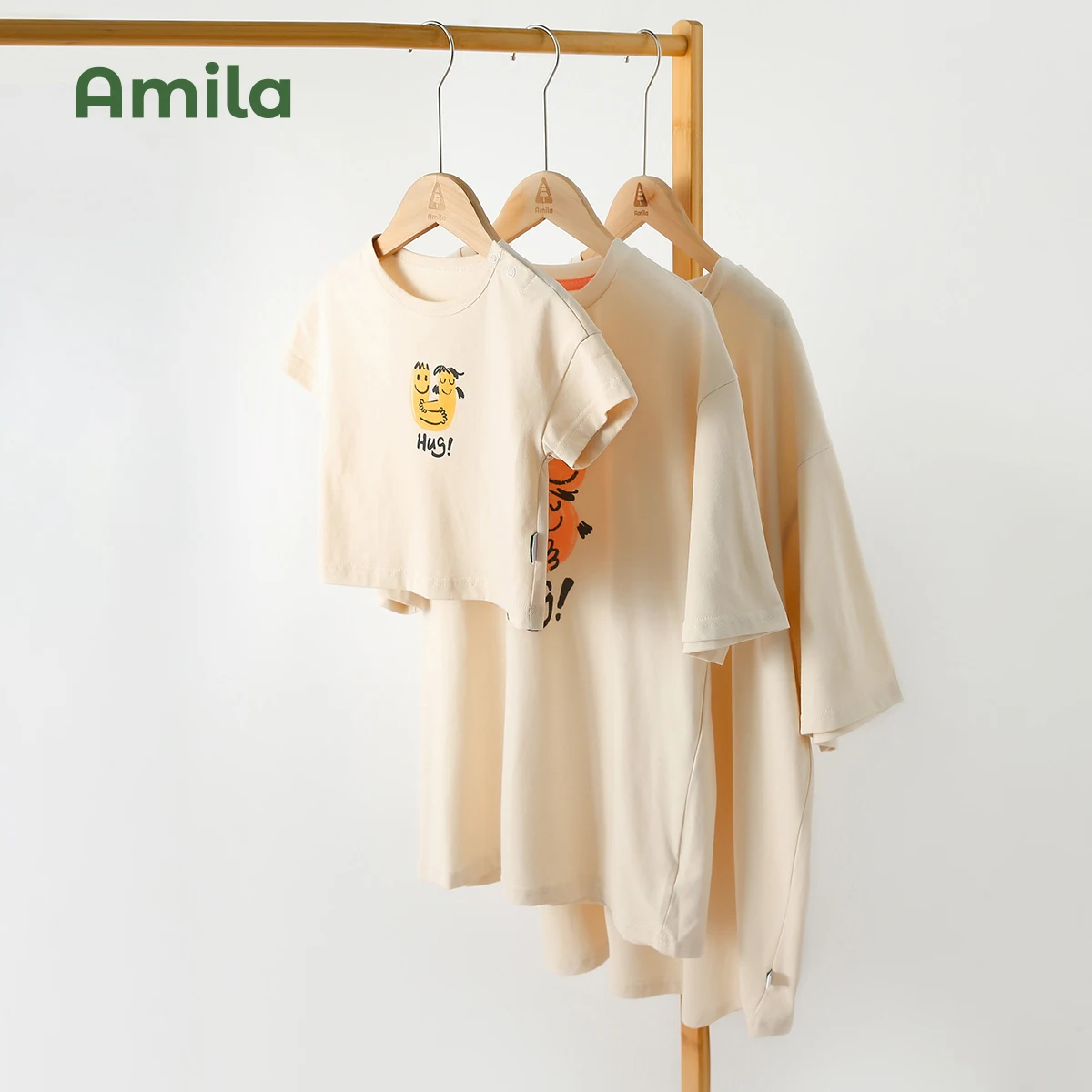 Amila Children's Cothing Family Hort-sleeved T-shirt Parent-child Wear 2022 Summer New Children's Outing Season Cotton Tops 5