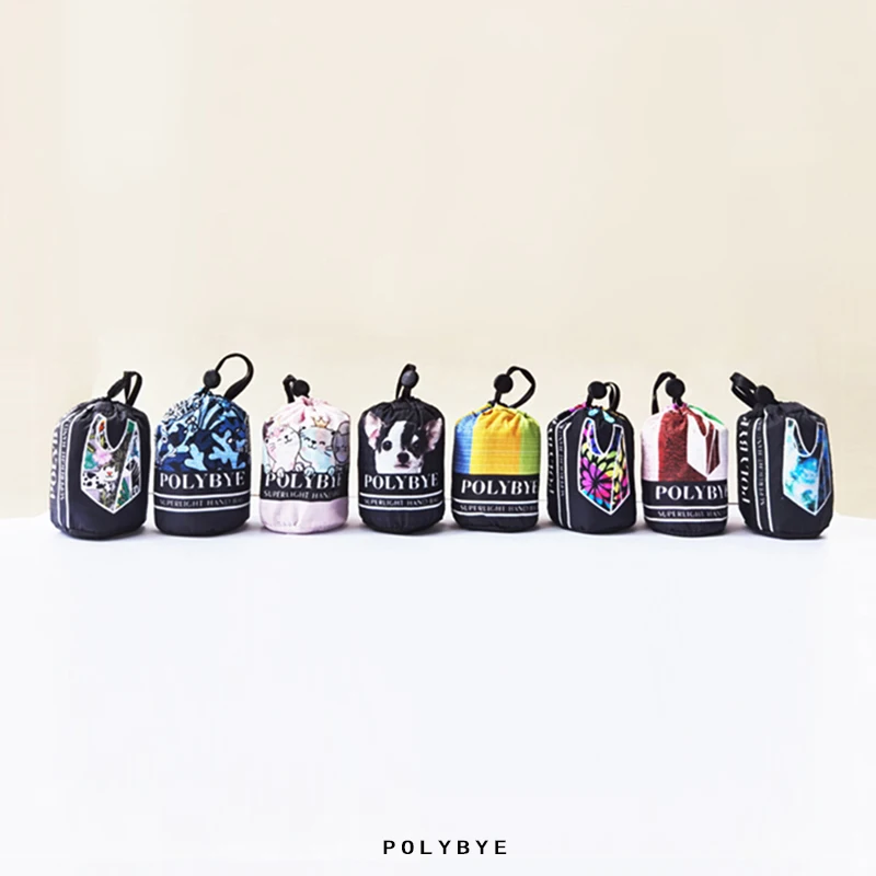 Polybye nylon foldable reusable Shopping bag small pouch Tote bag Grocery light solid color nanobag mini