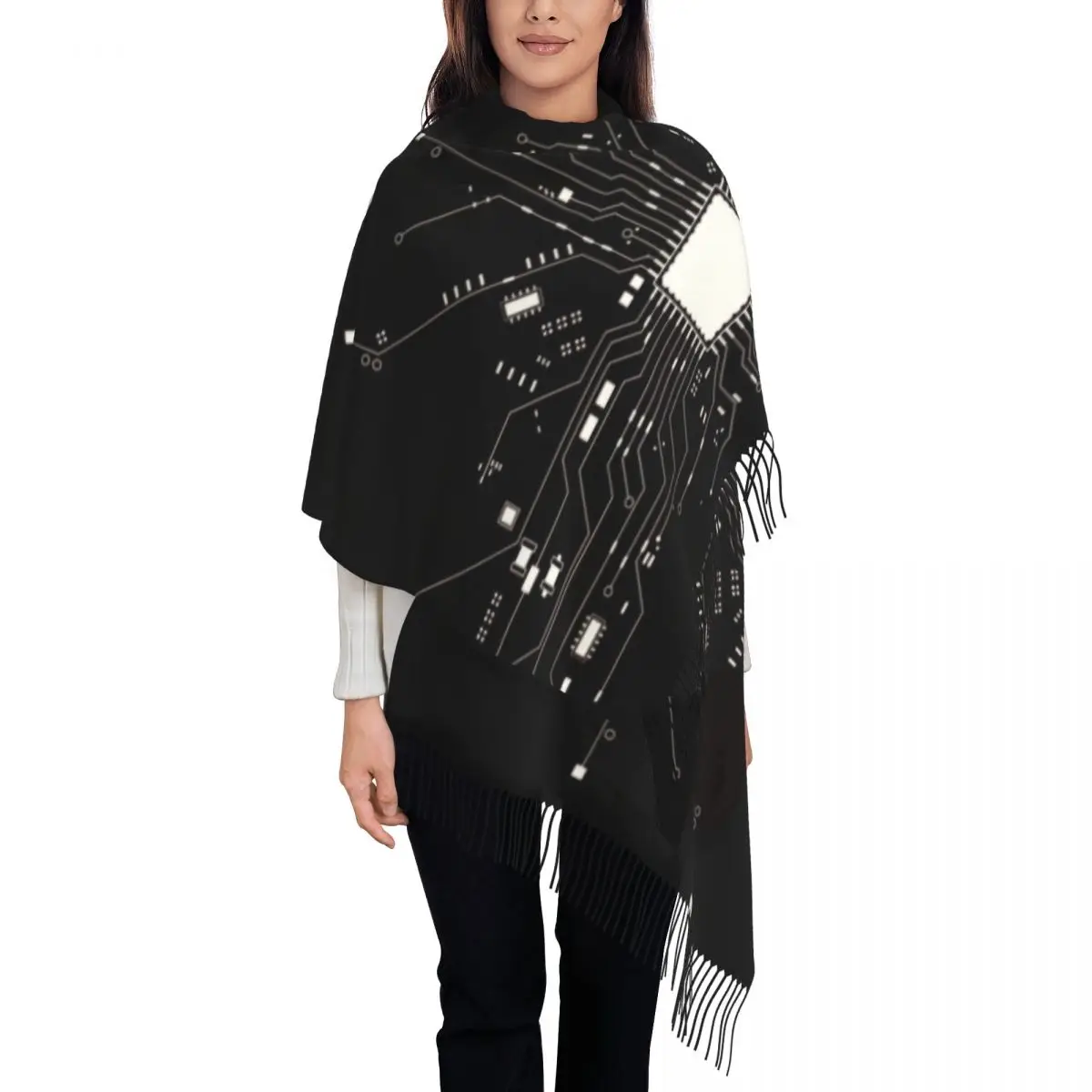 

Женский шарф-хакер с принтом в виде сердца