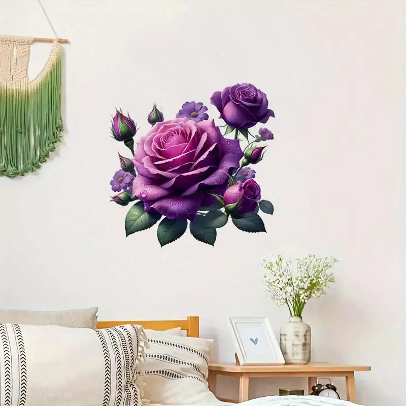 Watercolor Rose Wall Sticker Bathroom Toilet Decor Living Room Cabinet Refrigerator Home Decoration Decals Stickers S494