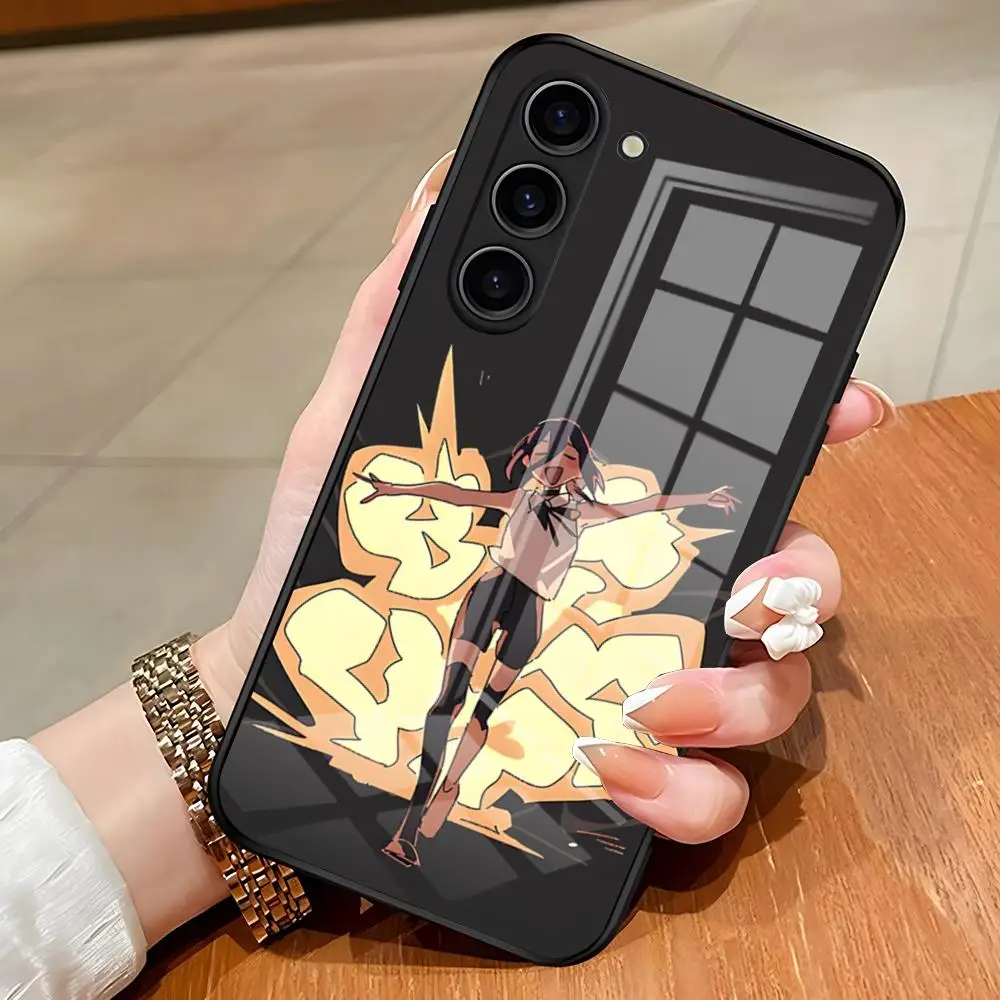 Chic Chainsaw Man Reze Design Glass Phone Case