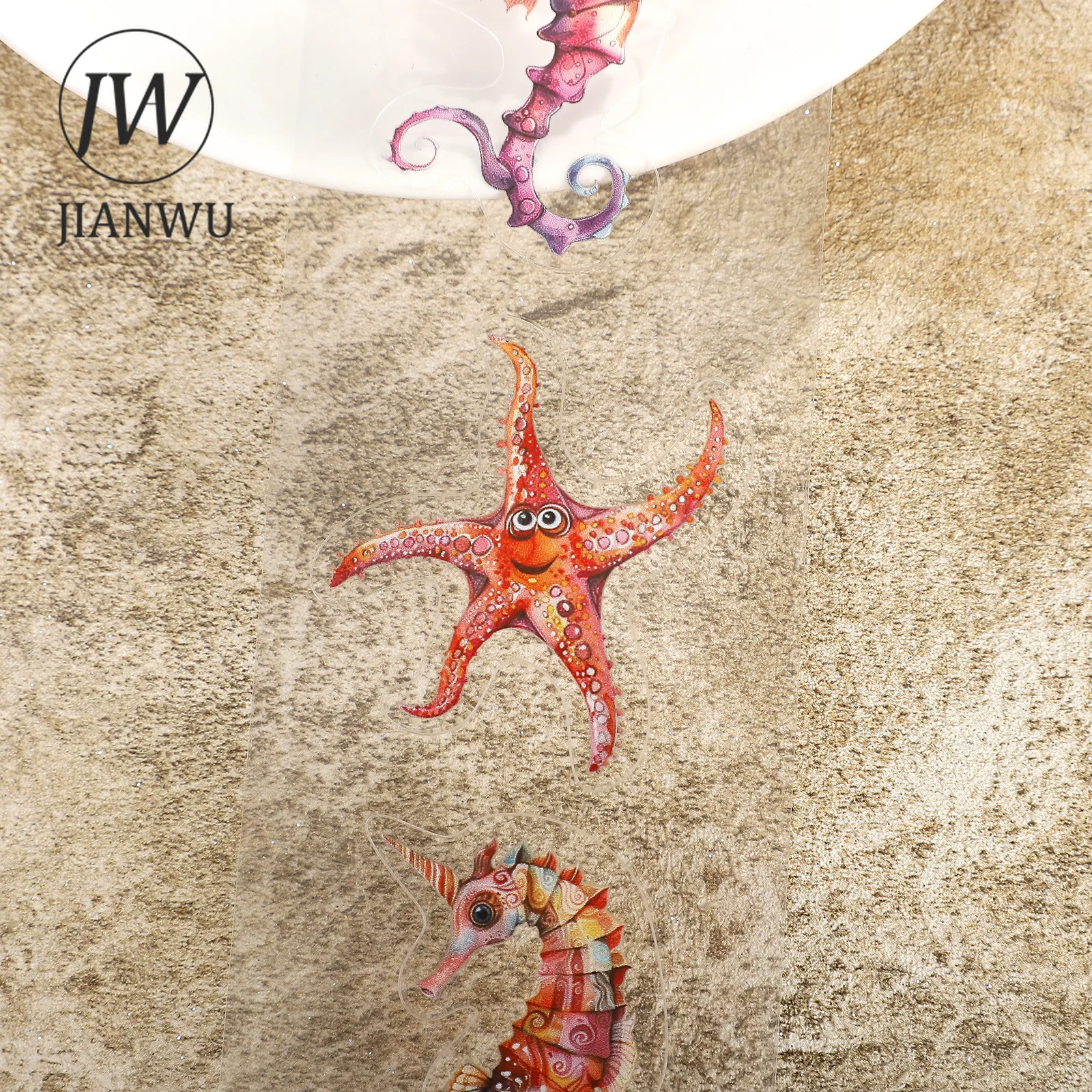 JIANWU 60mm*200cm 빈티지 해저 동물 풍경 소재 콜라주 스크랩북 PET 테이프 창의적인 DIY 저널 문구류