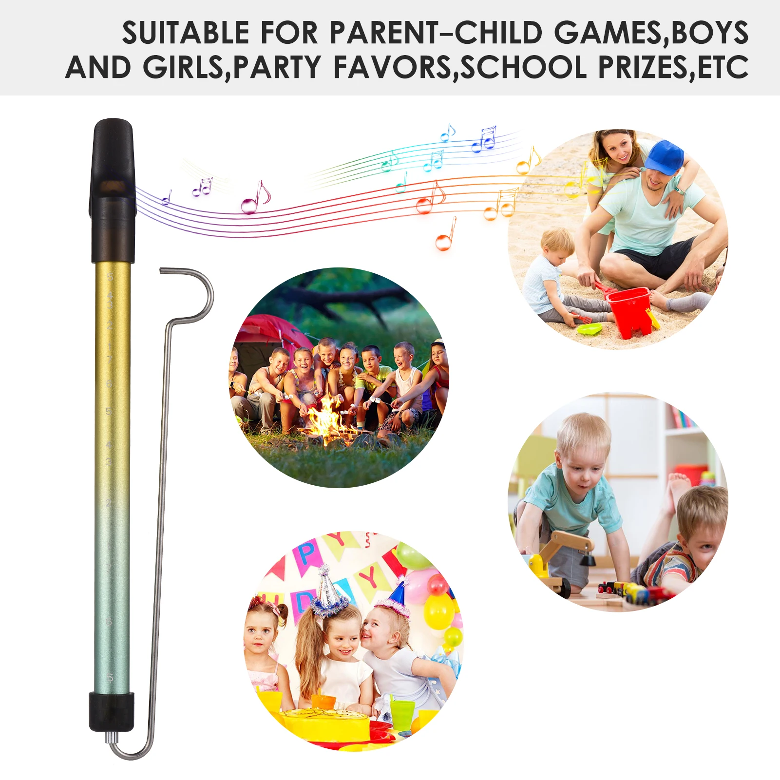 C key flute Metal Slide Whistle Scale Sliding Flute with Steel Sliding Rod Musical Instrument Toy for Children Kazoo Flute for Parent-Child