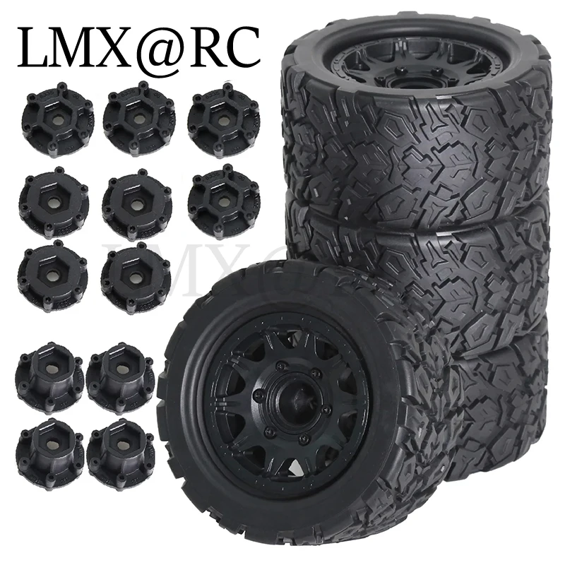 4pcs 110mm 1/10 Monster Stunt Truck Tire 12mm and 14mm Hex for TRAXXAS MAXX ARRMA Granite KRATON Outcast Tamiya Losi Redcat