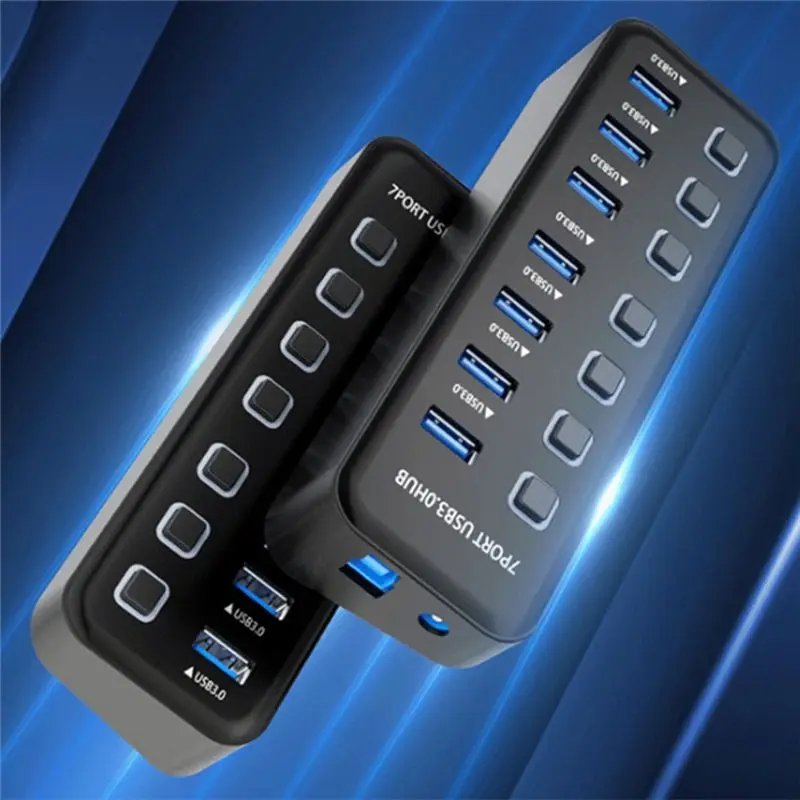 חדש ! USB Hub 3.0 7 יציאות, מפצל יציאת נתונים USB, מרחיב יציאת USB במהירות 5Gbps למגוון מכשירי USB