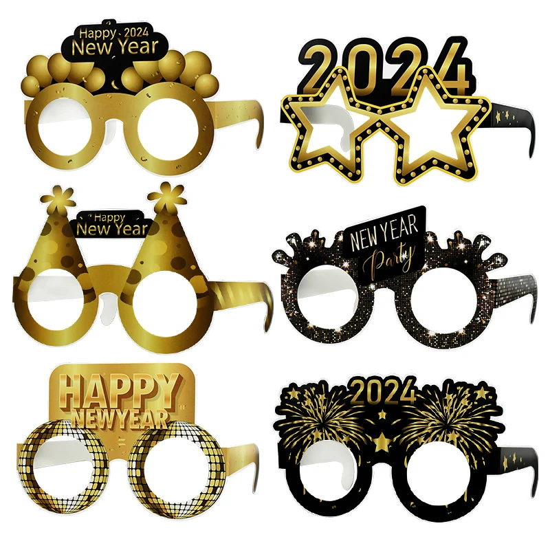 

Бумажные очки с новым годом 2024, забавные реквизиты для Фотокабины, украшения для новогодней вечеринки, рождественский подарок