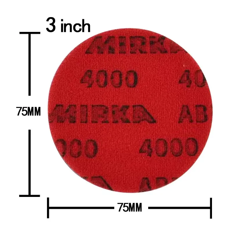 미르카 3인치 디스크 미세 연마 스펀지 사포 광택 디스크 75mm 그립 디스크 플로킹 시트 자동차 연마 및 광택