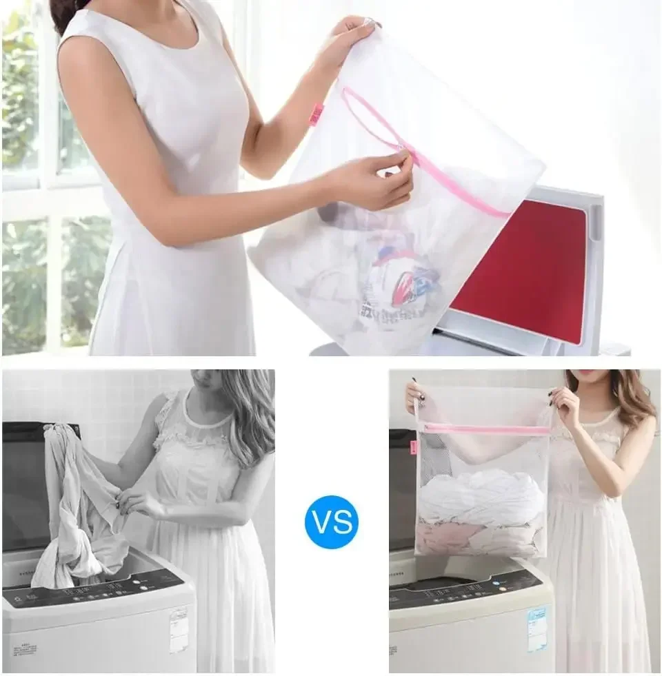 3pcs Fine Mesh Laundry Bags Travel Net Wash Bags Lingerie for Washer Dryer Delicates Bras Underwear Socks Mask Blouse Silk