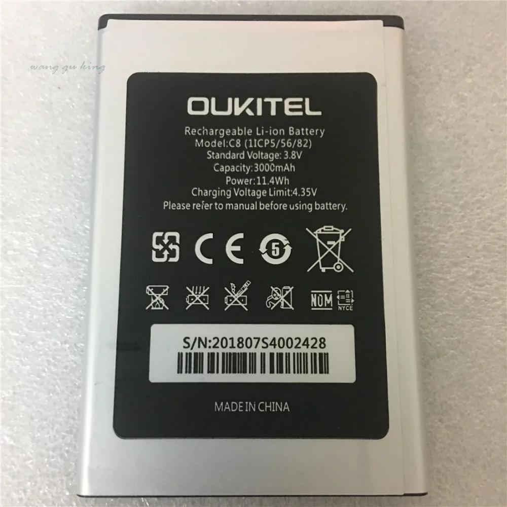 

100% Оригинальный 5,5 дюймовый аккумулятор Oukitel C8, реальный резервный аккумулятор 3000 мАч, замена для Oukitel C8 мобильный телефон