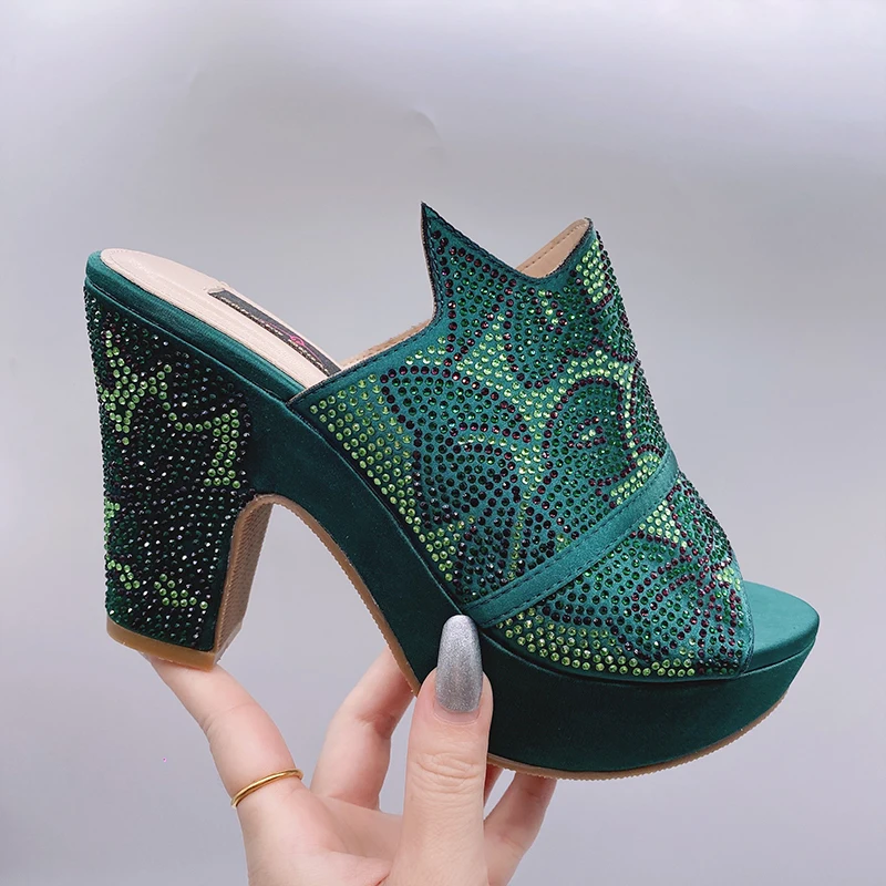 Fashionable Top Italian Designers 2023 Luxury And Elegant Round Toe  Bright Diamond Summer Party Women's Shoes With High Heels