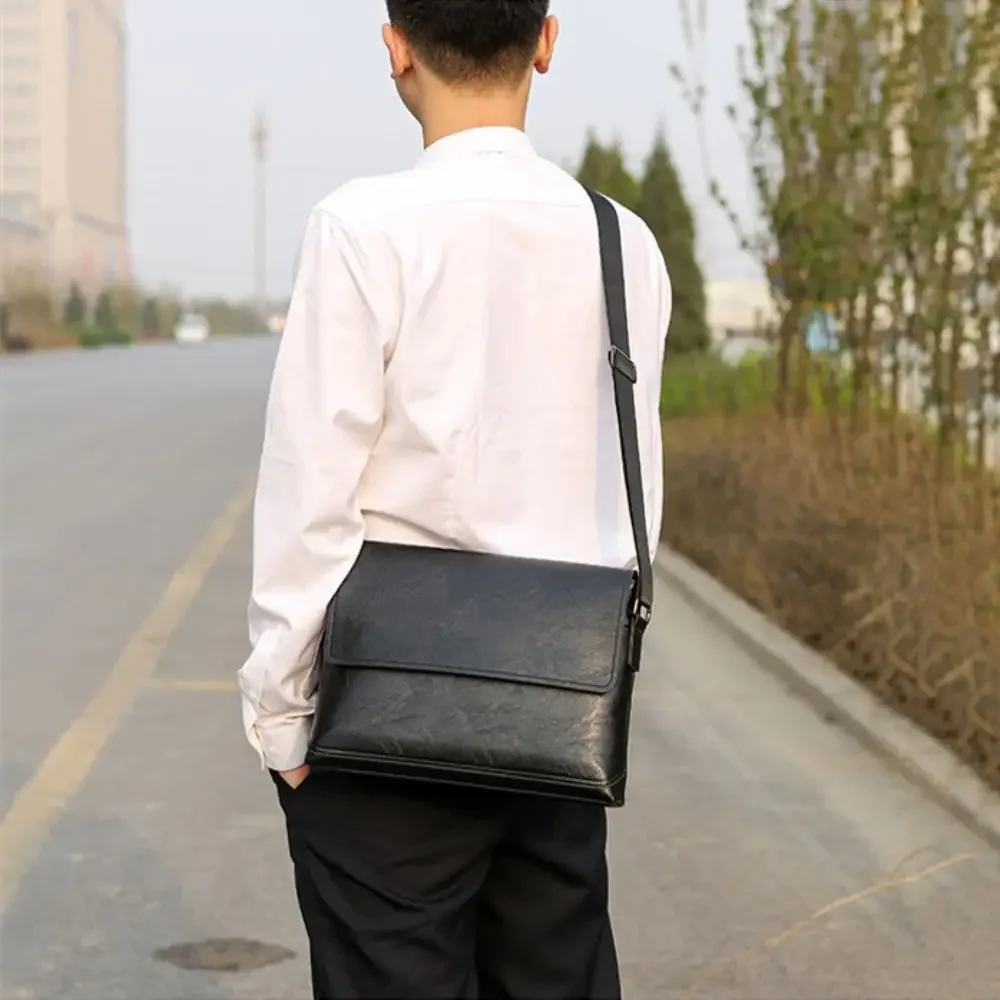 Luxury PU Leather Crossbody Bag - Multifunctional Vintage Men's Business Handbag