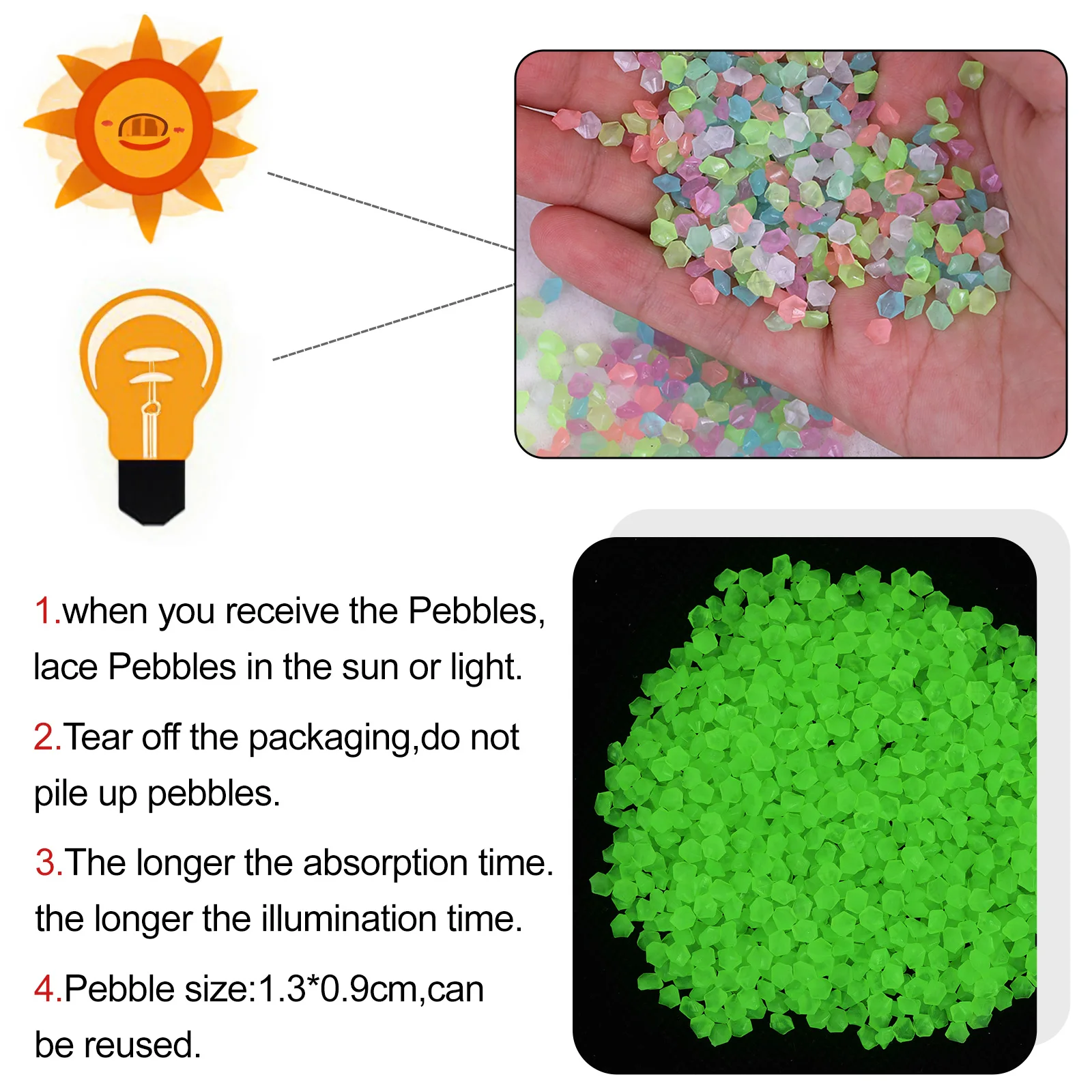 Luminous Sand 1000pcs/Bag Glow In Dark Pebbles Stone Home Garden Outdoor Path Lawn Decoration Fish Tank Aquarium Decor 3-5mm glow stones,luminous sand,decorative stones
