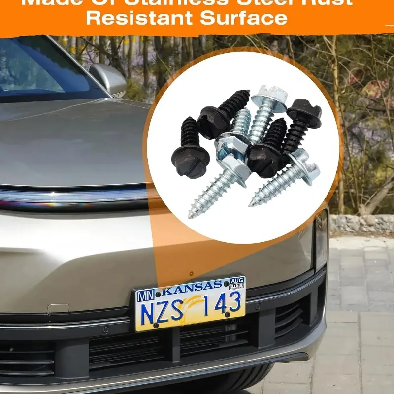 License Plate Screws for Fastening License Plates Nylon Screw Inserts Frames and Covers on Cars and Trucks Motorcycle Universal