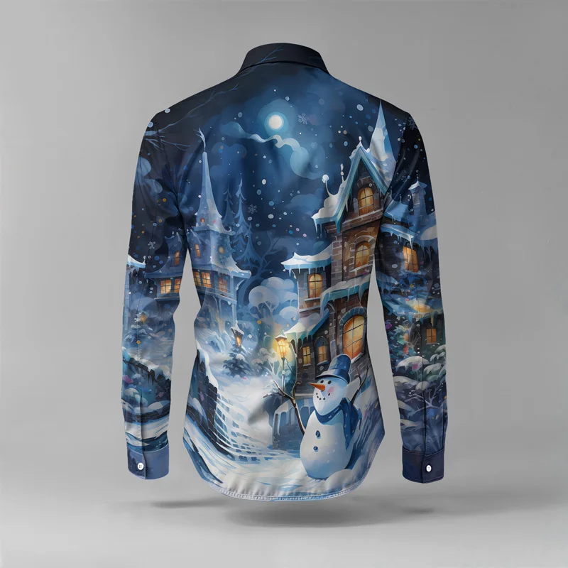 2025 Fashionable Spring Summer Men Shirt Set Christmas Print Fashion Gingerbread Man Two Piece Set Mens Snowman Lightweight_voghion.com