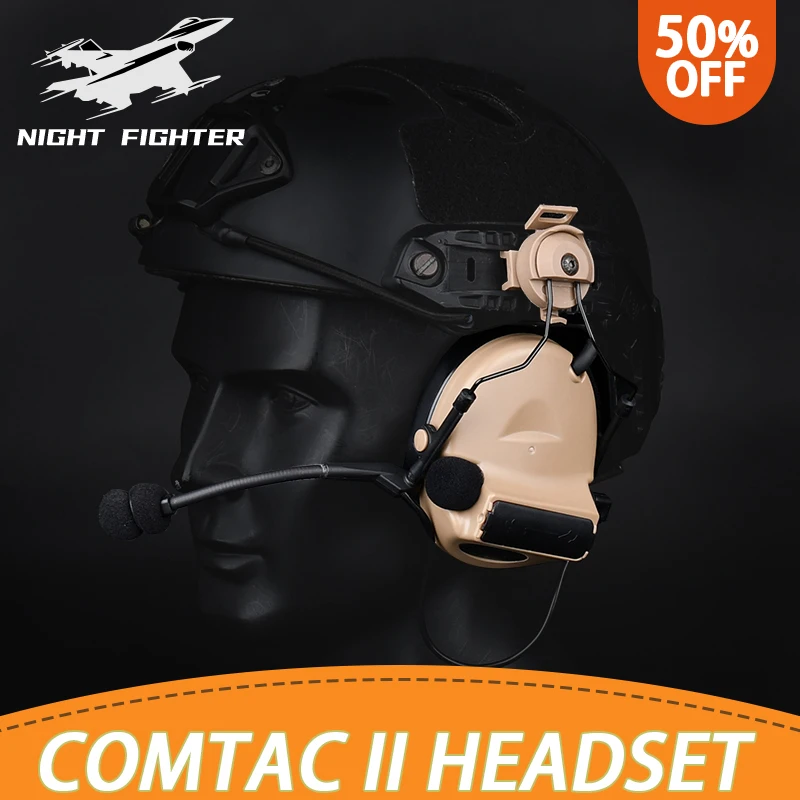 WADSN Helmet Headset Military Hunting Airsoft Noise Canceling Headset Fit Fast Helmet 20mm Accessorie Rail Headphones Comtact II