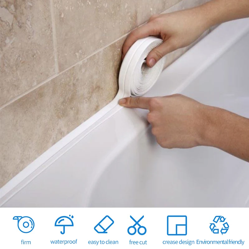Sealing Tape Shower Bath Sealing Tape Pvc Waterproof Wall Sticker Self Adhesive Waterproof Mildew Proof Tapes For Kitchen Sink Wall Corner