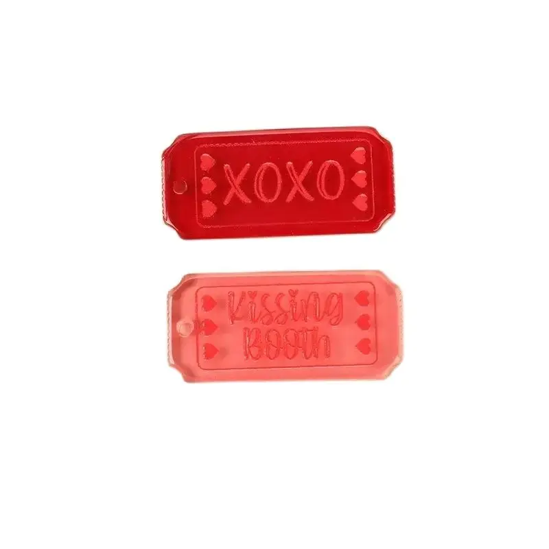 8Pcs Valentine Charms Acrylic XOXO Kissing Booth Jewlery Findings For Necklace Keychain DIY Making images - 6