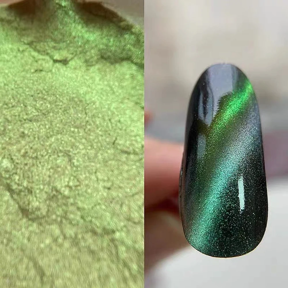 1Jar 3D Chameleon Cat Eye Powder Holographic Chrome Magnet Nail Glitter Dust Pigment 7Color Magic Mirror Nail Powder Supplies nail powder