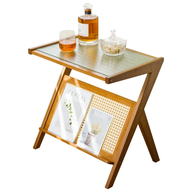 Modern Changhong Glass Coffee Tables Nordic Bamboo Sofa Side Table Living Room Apartment Coffee Table Creative Corner Tables c