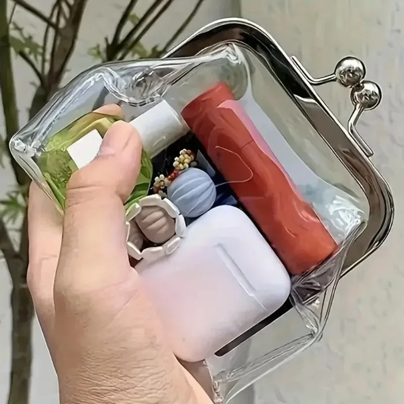 1PC Transparent Storage Bag, Mini Wallet, Portable Makeup Bag, Travel Storage Bag, Handbag, Suitable for Daily and Travel Use
