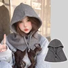 Winter Balaclava Hat Warm Knitted Women's Hood Hat Solid Color One-piece Neck Pullover Cap Outdoor Cashmere Caps 3
