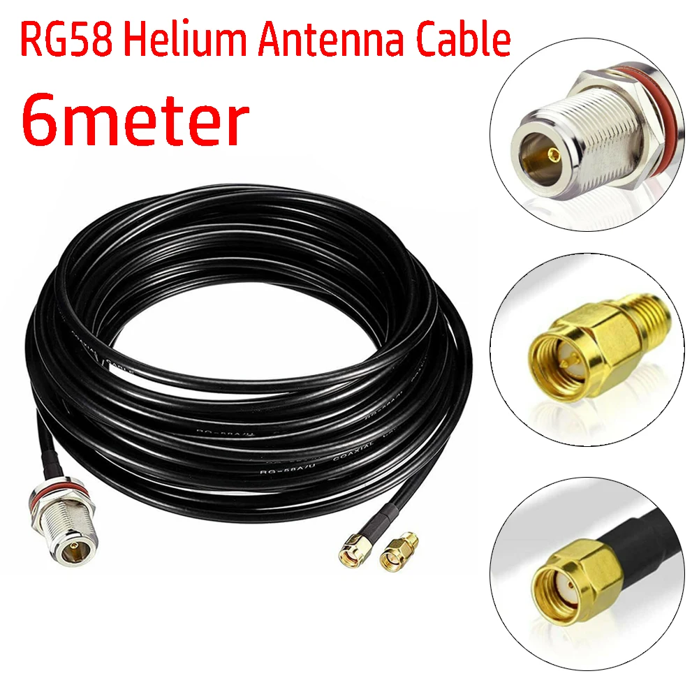 Connettore Di Rp-Sma Del Cavo Di Lora Di 6M 50 Ohm Del Cavo Dell'Antenna Dell'Elio Rg58 Per Il Cavo Coassiale Di Sensecap Del Syncrob Del Minatore Di 