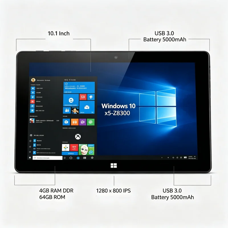 10.1 INCH T10 DS102 WINDOWS 10 Tablet PC Z8300 CPU 1280*800 IPS Screen 4GB DDR RAM 64GB ROM WIFI Dual Camera HDMI-Compatible