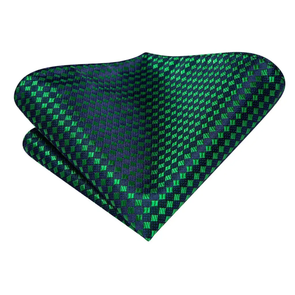 Hi-Tie Dark Green Psialey Silk Elegant Tie For Men Groom Wedding Necktie Pocket Square Cufflink Accessory Designer