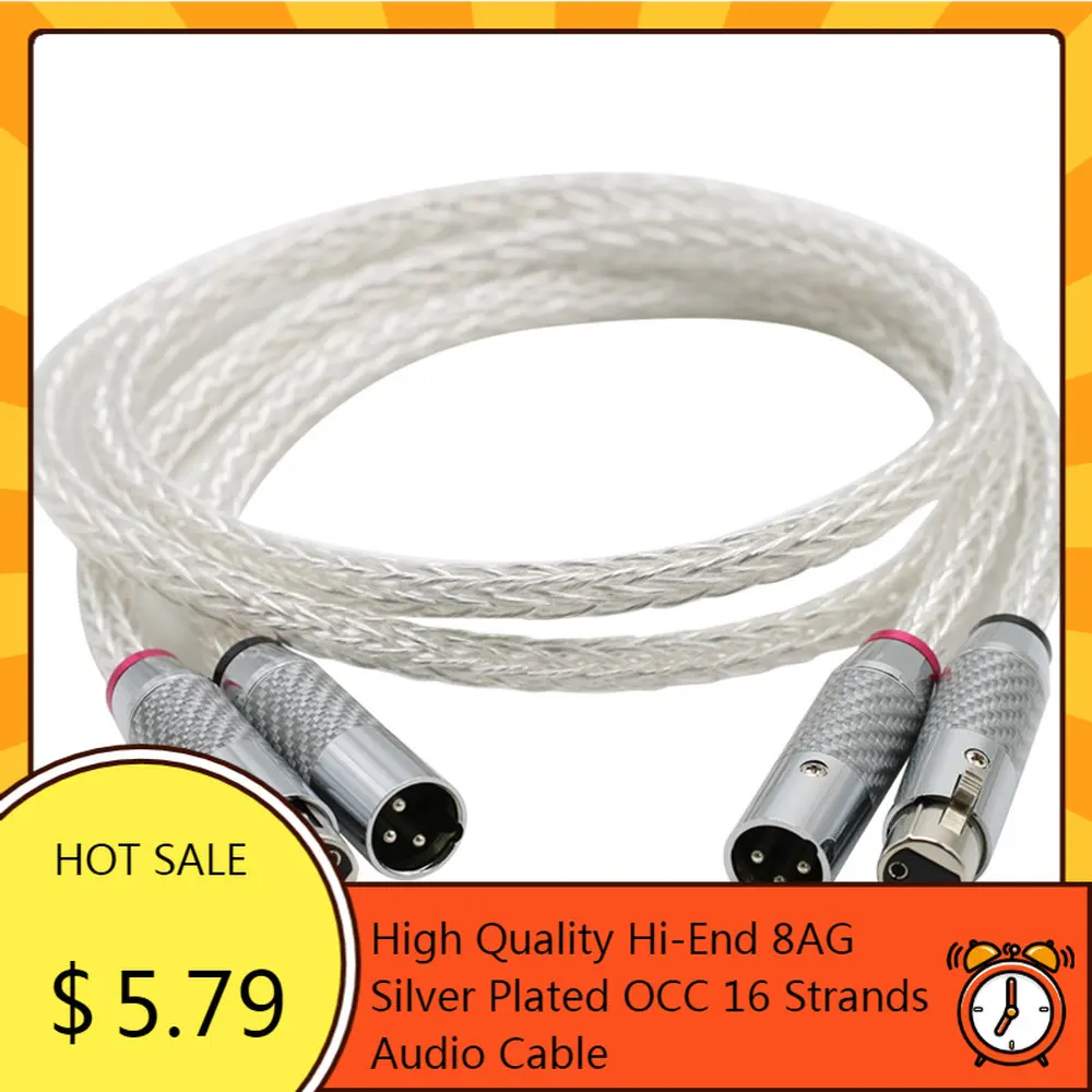 Cabo de Áudio Banhado a Prata com Fibra de Carbono Xlr Equilibrado Xlr Connector Occ 16 Fios Alta Qualidade Alta Qualidade 8ag