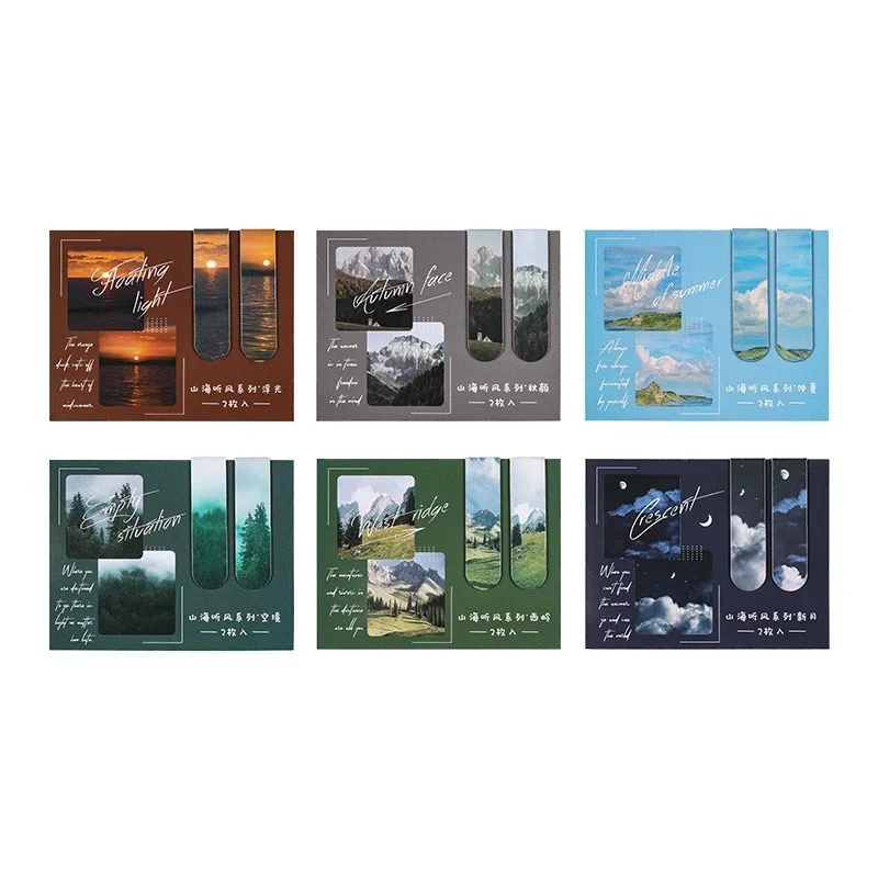 Magnetic Bookmark 2pcs Landscape Themed Magnet Page Markers Clip For Students Teachers Fun Book Marks For Reading
