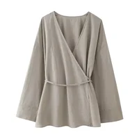 MUJER Kimono Woman Summer Long Sleeve Blouses For Women 2025 Vintage Y2k Top With Ties Loose Elegant And Youth Women's Blouses - Image 3