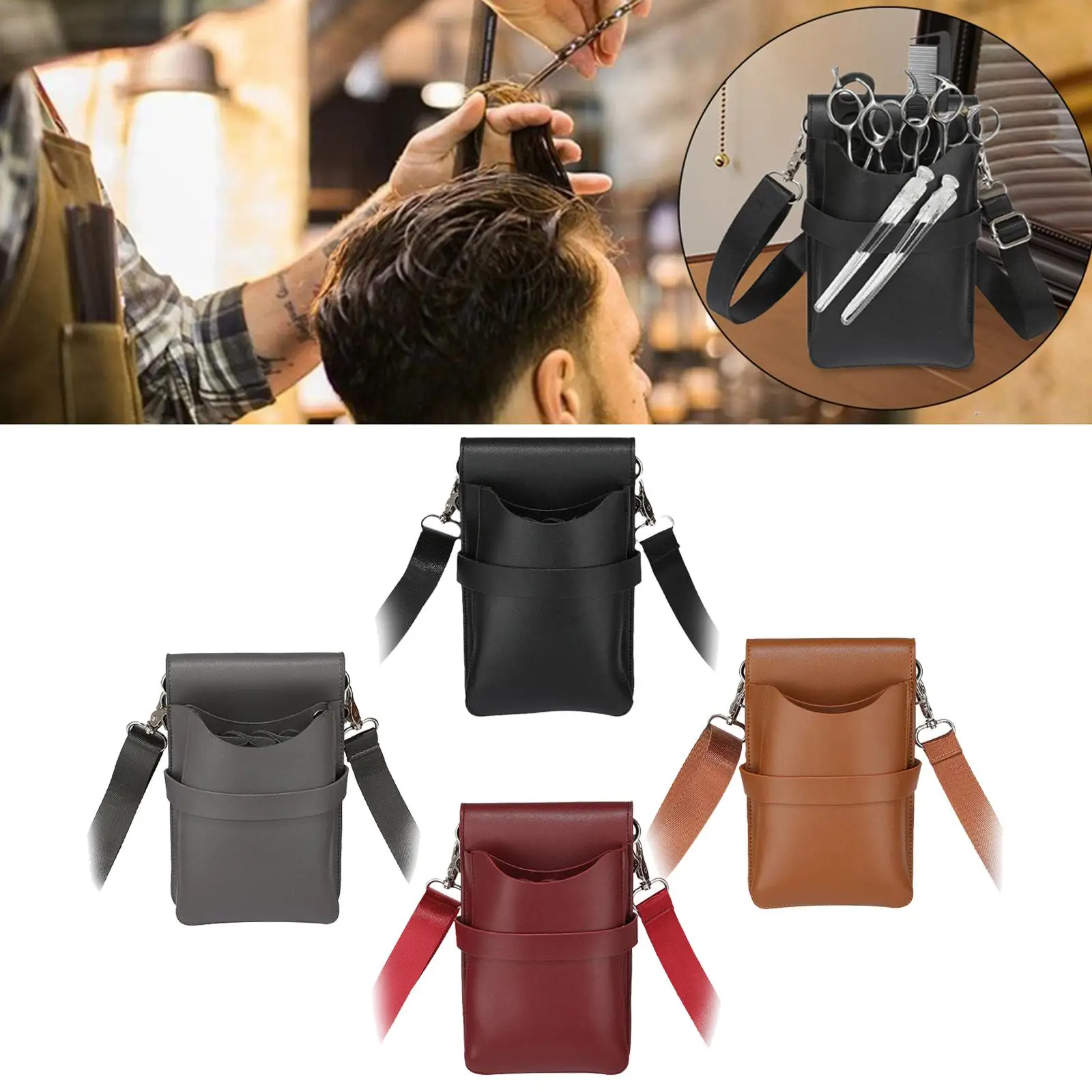Barber Waist Bag Salon Tools Bag Hairstylist Salon SPA Tool Holder PU Multifunctional Hairdresser Fanny Pack Scissor