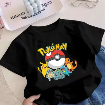 Pokemon Kids Clothing Pikachu Cotton T Shirt Boys Girls Cartoon Anime Tees Baby Summer T Shirts Cute Printed Tops Costume Gift 1