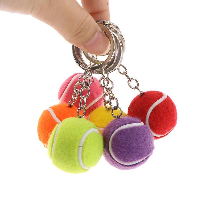 1PC Tennis Ball Key Chain Metal Keychain Car Key Chain Ring sports chain pendant Sport Ball Club Souvenir Teenager Fan Gift tennis ball keychain