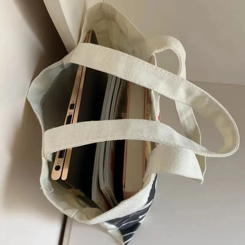 S86de8f7be11240f1b29adc195e85efdc7 Canvas Tote Bag for Women Aesthetic Cute Cat Shopping Grocery Reusable School with Inner Zipper Girl Gift Mallzona