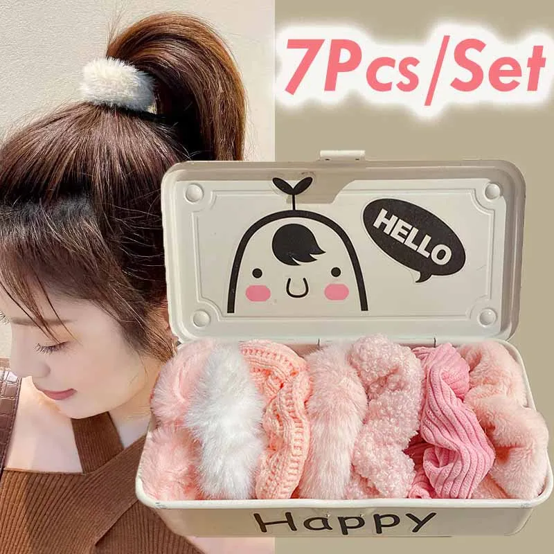 

7Pcs Women Hair Scrunchies Soft Velvet Solid Color Hair Band for Girls Ponytail Holder Rubber Bands Hair Ties Hair Accessories