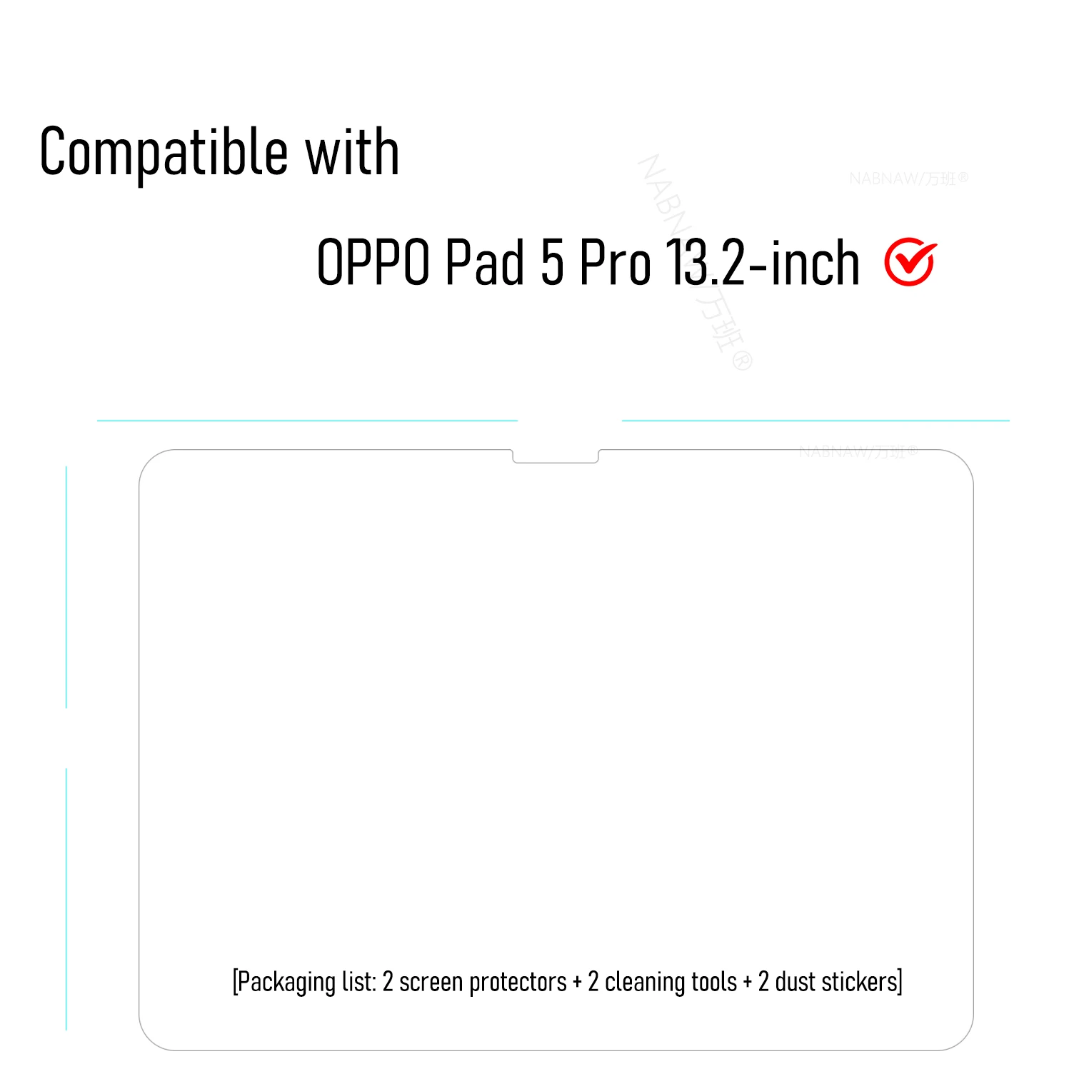 ב-OPPO Pad 5 Pro מגן מסך מזכוכית מחוסמת עבור OPPO Pad5 Pro HD סרט עמיד בפני נזקים קל להתקנה 2-Pack