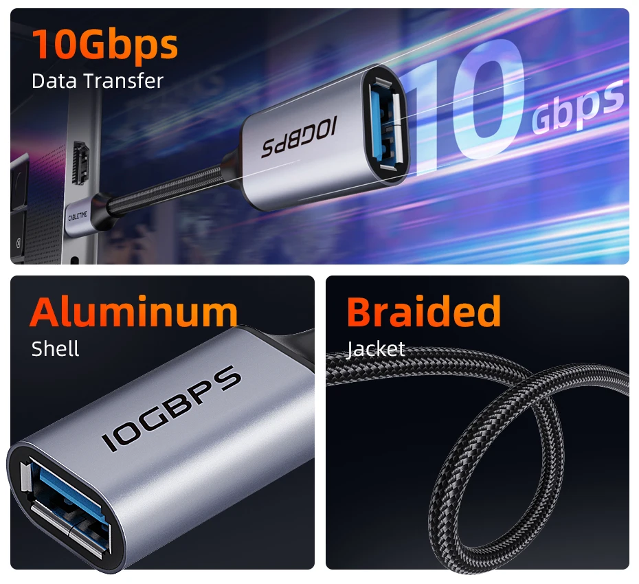 CABLETIME USB C 3.2 auf USB A OTG Adapter 10 Gbit/s High-Speed Typ C Buchse Konverter für MacBook Xiaomi Huawei iPhone 15 Daten OTG – Detail 2