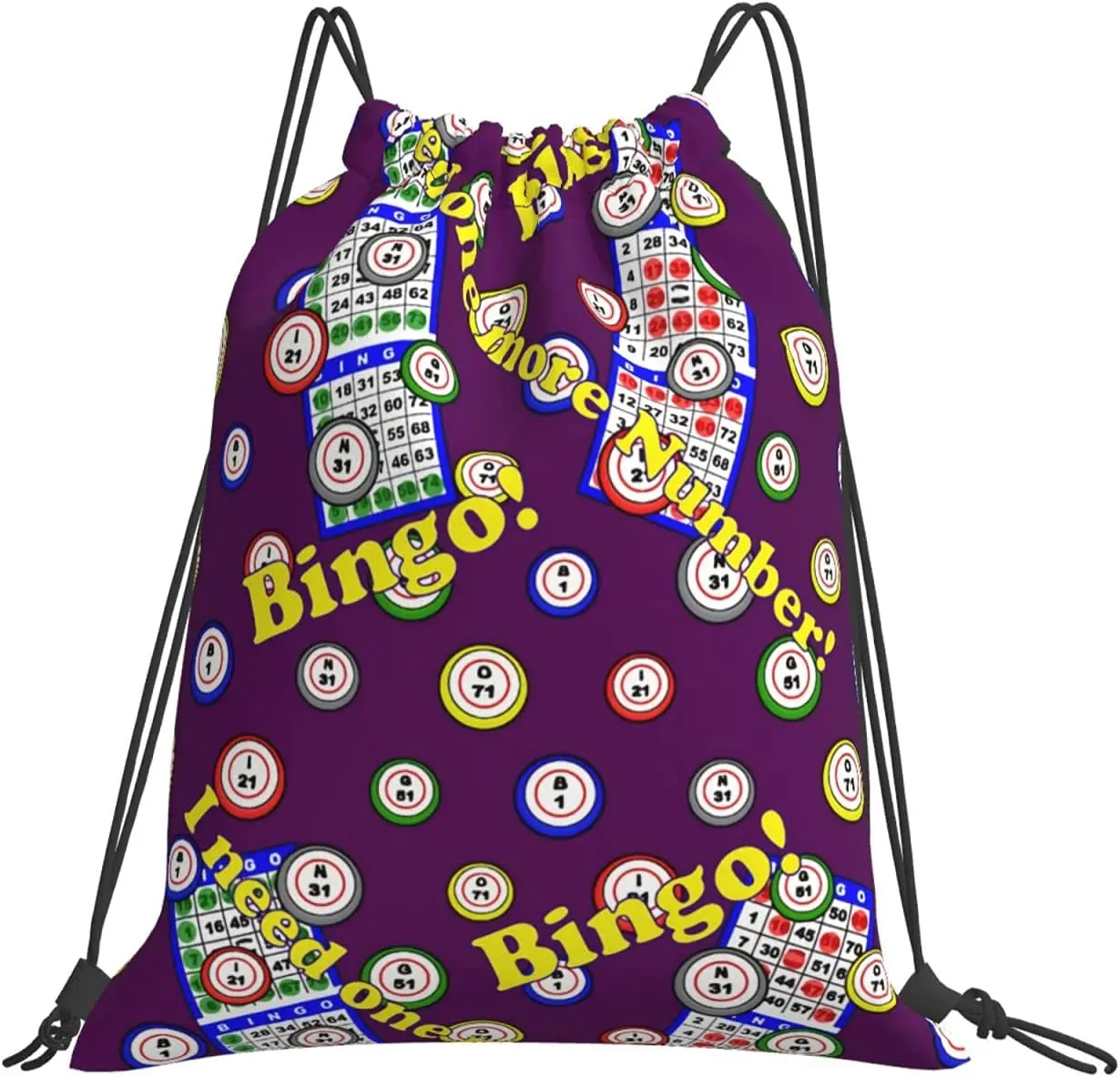 

Bingo I Need One More Number Drawstring Backpack Men Women Sport Gym Bag for Hiking Yoga Swimming Travel Beach