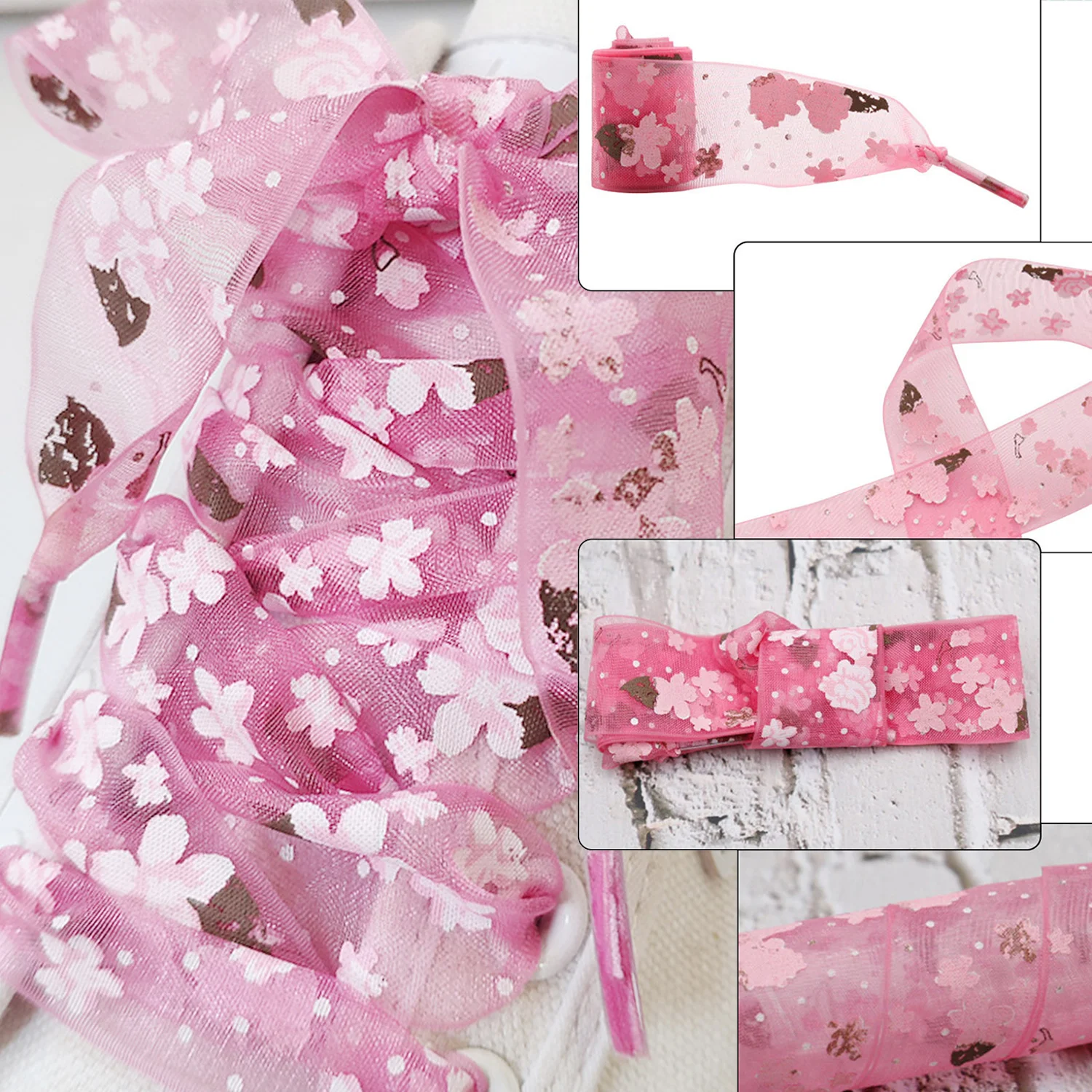 1 Pair Printing Shoelaces Snow Yarn Lace Shoe Laces 2.7CM Width Ultra-thin Transparent Sports Shoelace Women Strings