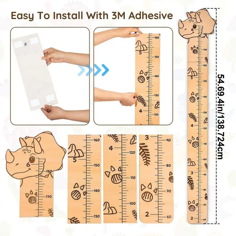 4 Sheets Plastic Kids Height Growth Chart Ruler cute animal shape Height Gauge Room Decor Wall Meter Measurement Sticker