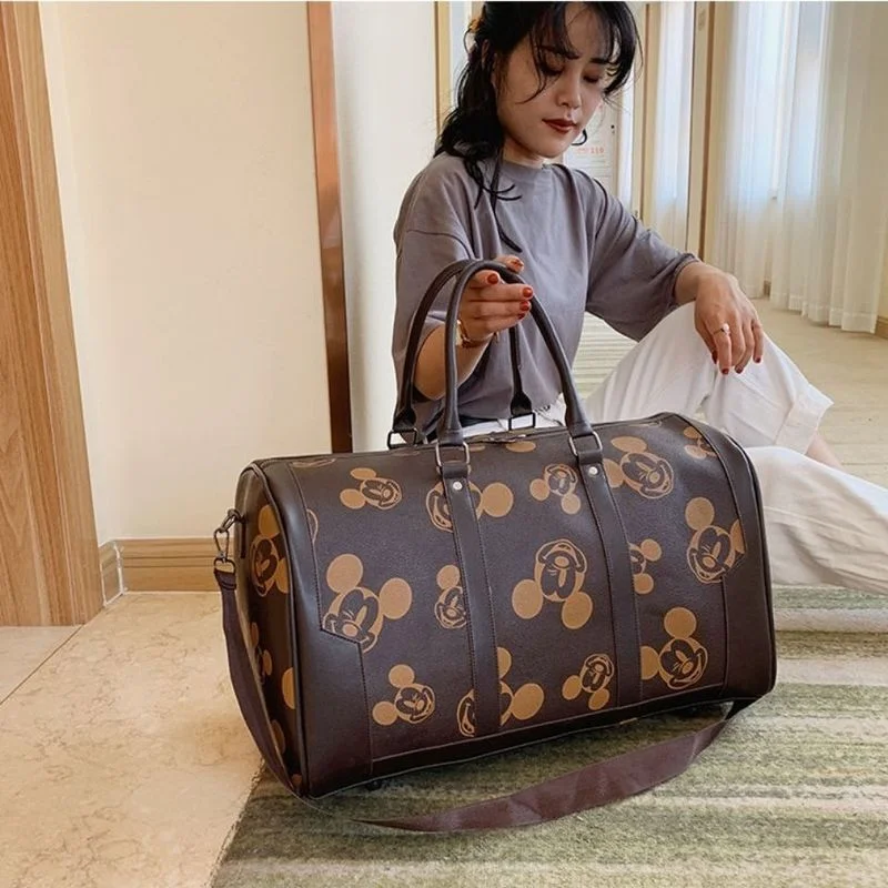 Travel Bags Canvas Tote Bag Leisure Bag Disney Mickey Fashion Suitcase Travel Tote Bag Men's and Women's Luggage Bag Large Capacity One-shoulder MessengerPU