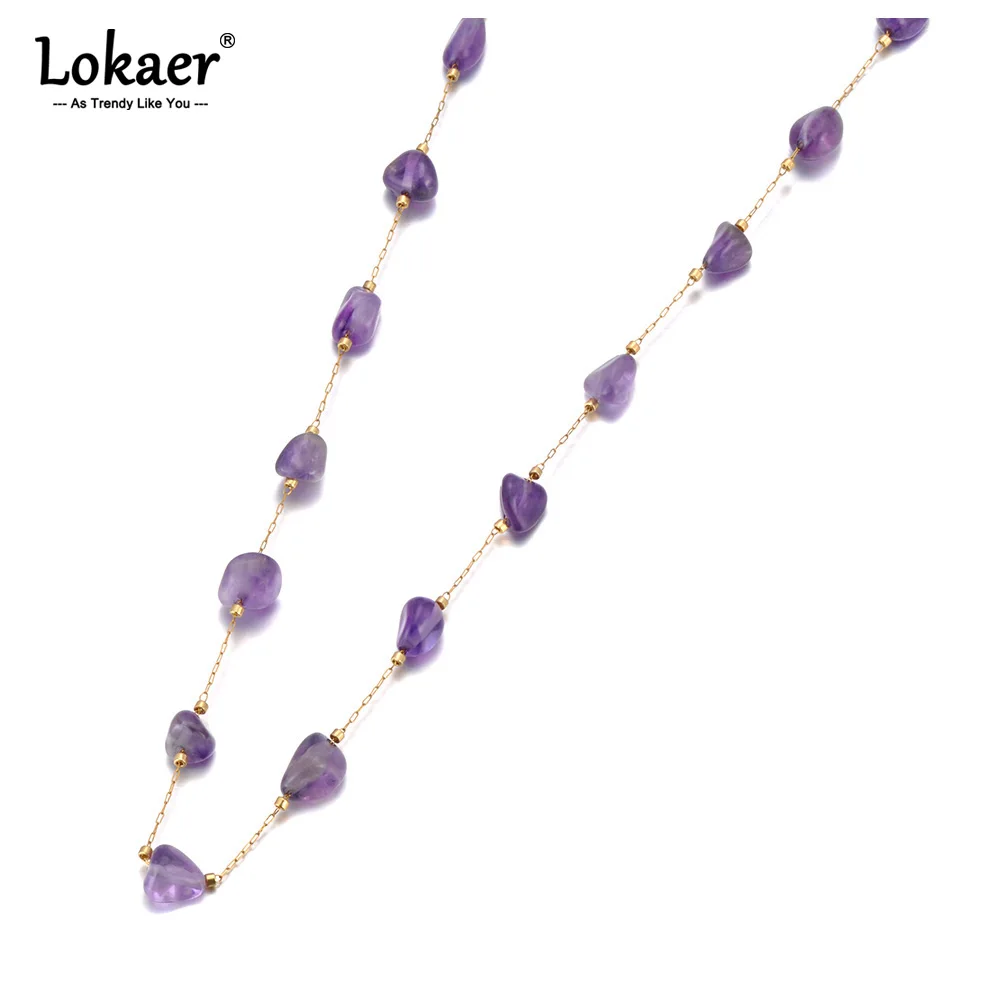 Women jewelry colorful natural stone beads necklace bracelet sets trendy bohemia stainless steel handmade tiki N24081