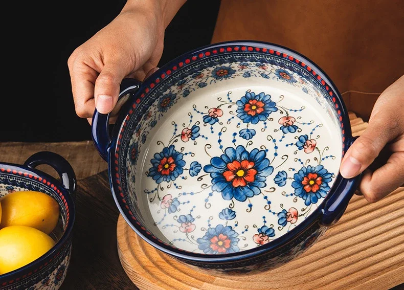 Ceramic Noodle Bowl and Bread Pan - Cooking Accessories and Bakeware Tray