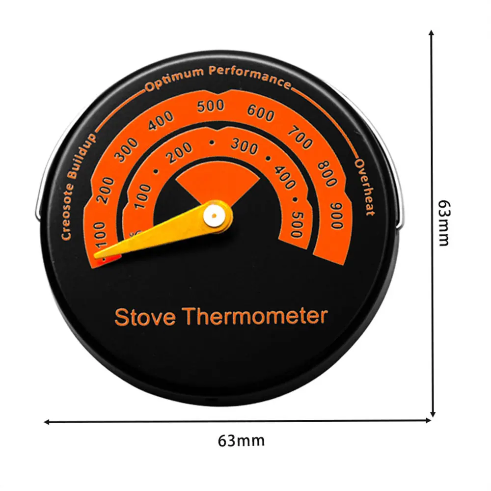 Stove Fan Grill Thermometer 0~500 Magnetic Fireplace Fan Stove Thermometer for Log Wood Burner Barbecue Oven Avoiding Overheat Temperature Gauge Meter Tool