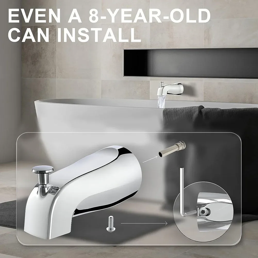 Sliding Bath Spout Bathtub Faucet With Diverter Solid Construction Brushed Nickel Finish Easy Operation Complete Accessories 4