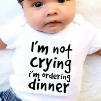 Baby I'm Not Crying 2024 Newborn Baby Bodysuits Summer Boys Girls Romper Body Pregnancy Reveal Clothes 1