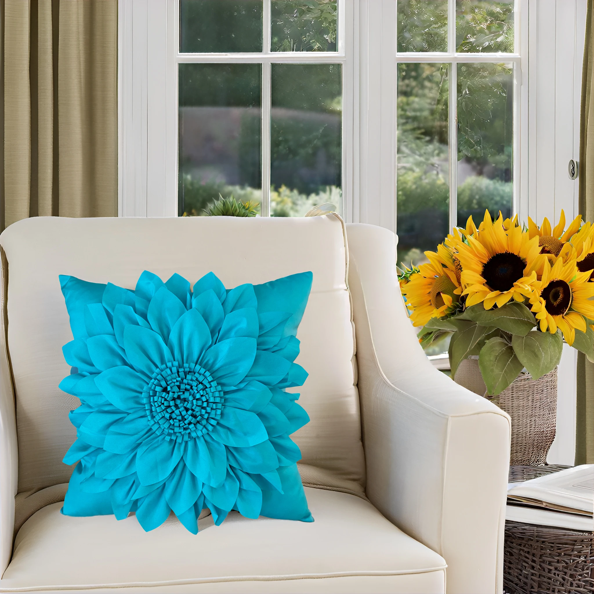 Decorative Cushion Covers For Sofa 3D Sunflower Pillow Cover Bed Couch Bohemia Pillow Case